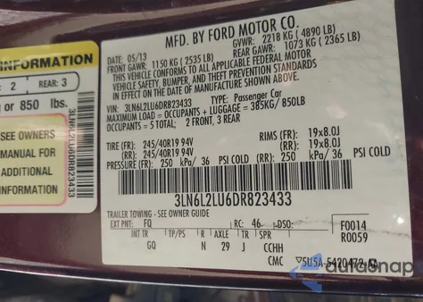 2013 Lincoln Mkz Hybrid z USA, uszkodzony, nr VIN 3LN6L2LU6DR823433